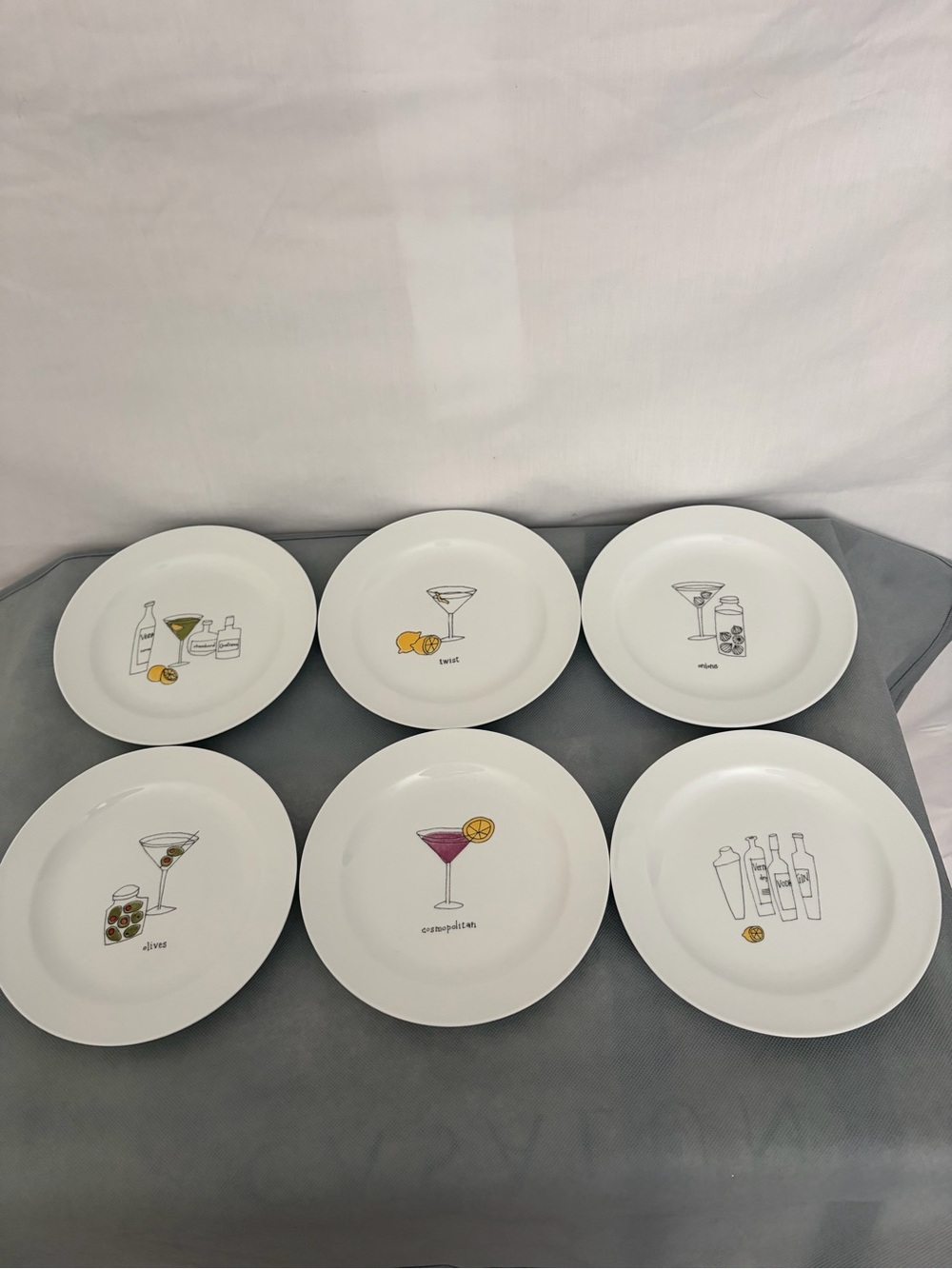Ursula Dodge Martini Cocktail Plates Set of 6 Signature Housewares(F303)